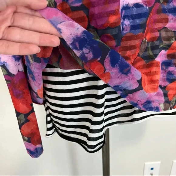 Anthropologie Weston Wear Floral Striped Long Sleeve Top - Picture 8 of 10